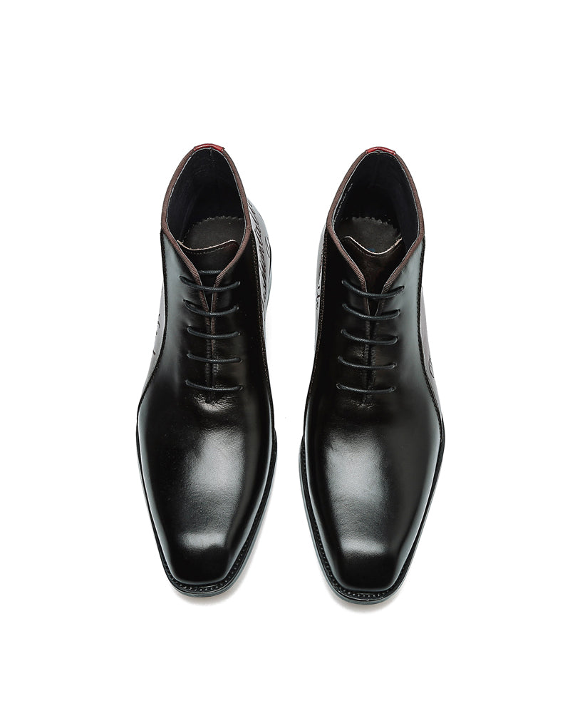 mens-Leather High Ankle Oxford Shoes - Eugene - Alexandre León | black