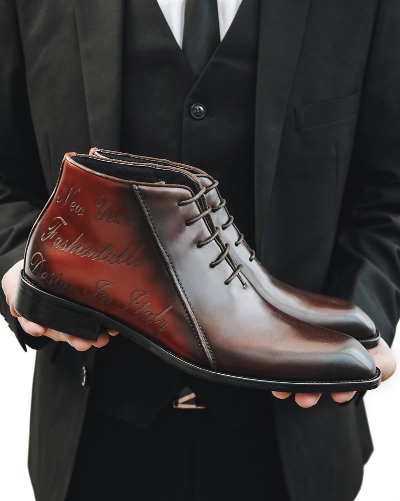 mens-Leather High Ankle Oxford Shoes - Eugene - Alexandre León | coffee-brown