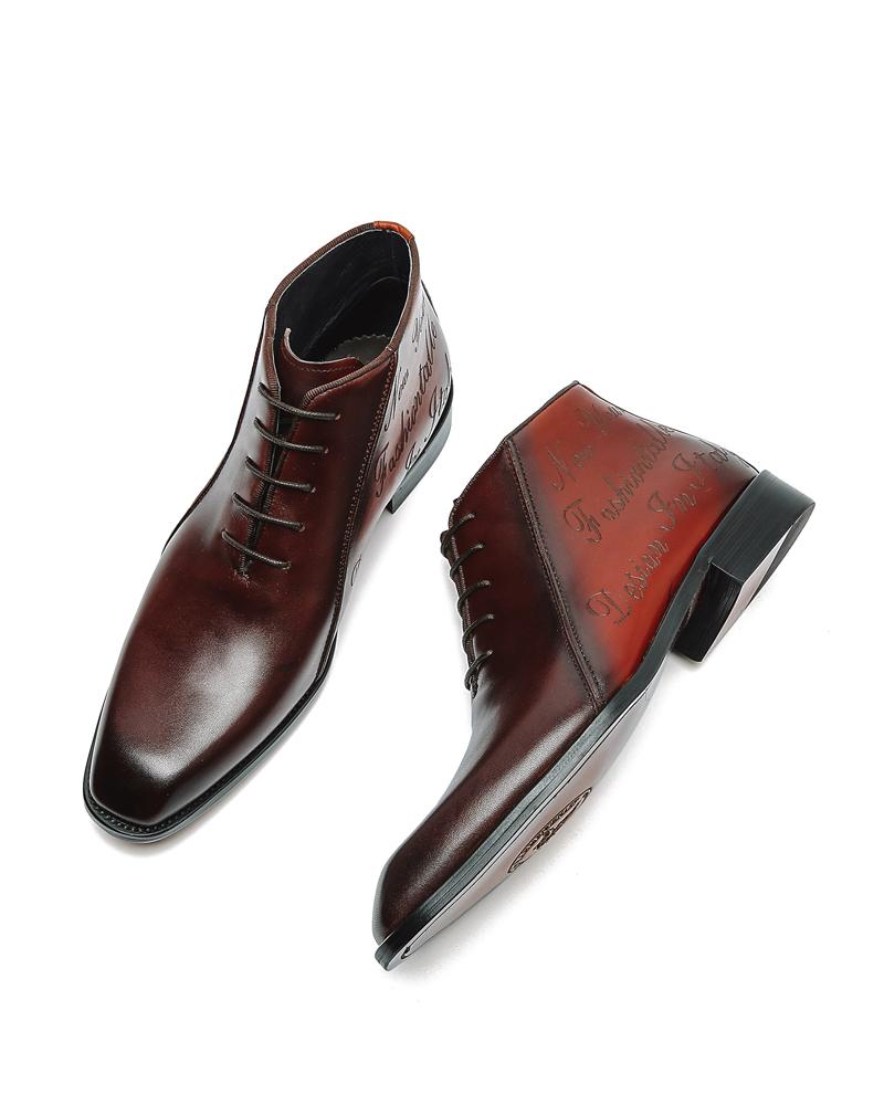 mens-Leather High Ankle Oxford Shoes - Eugene - Alexandre León | coffee-brown