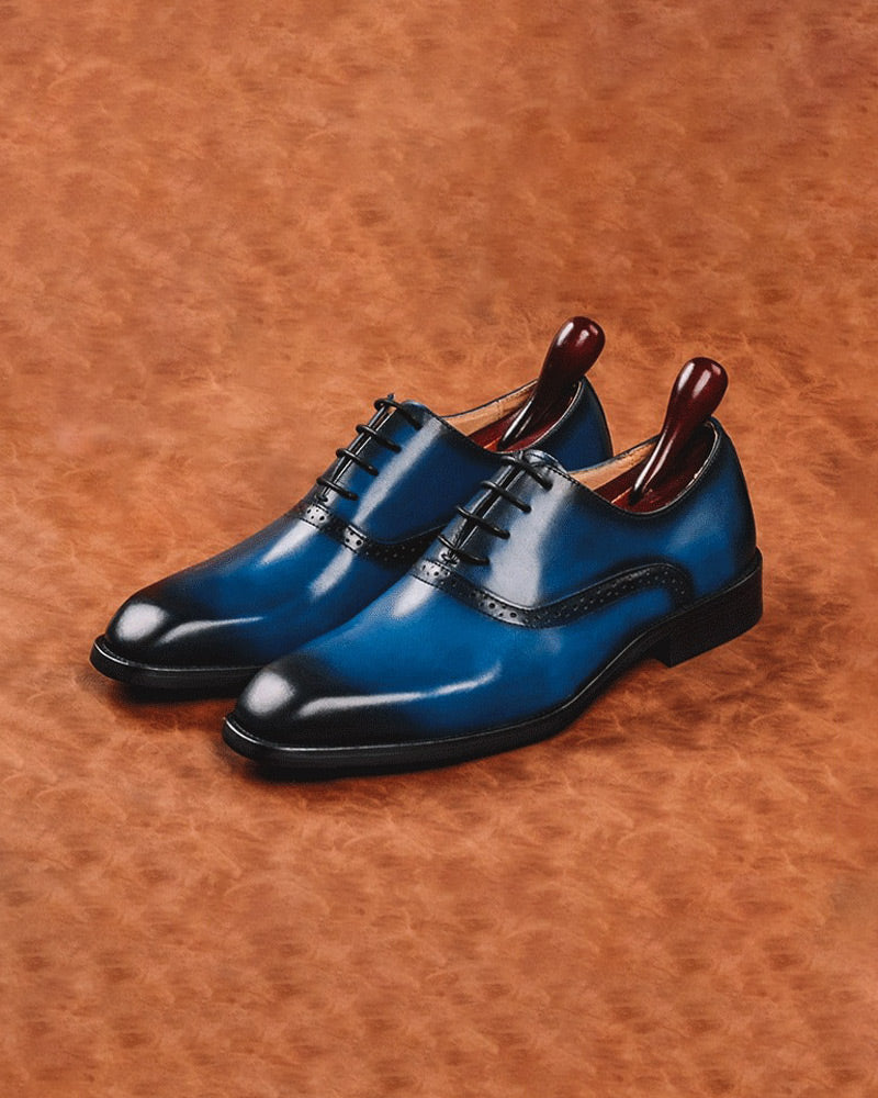 Leather Oxford Shoes - Gary [Blue]