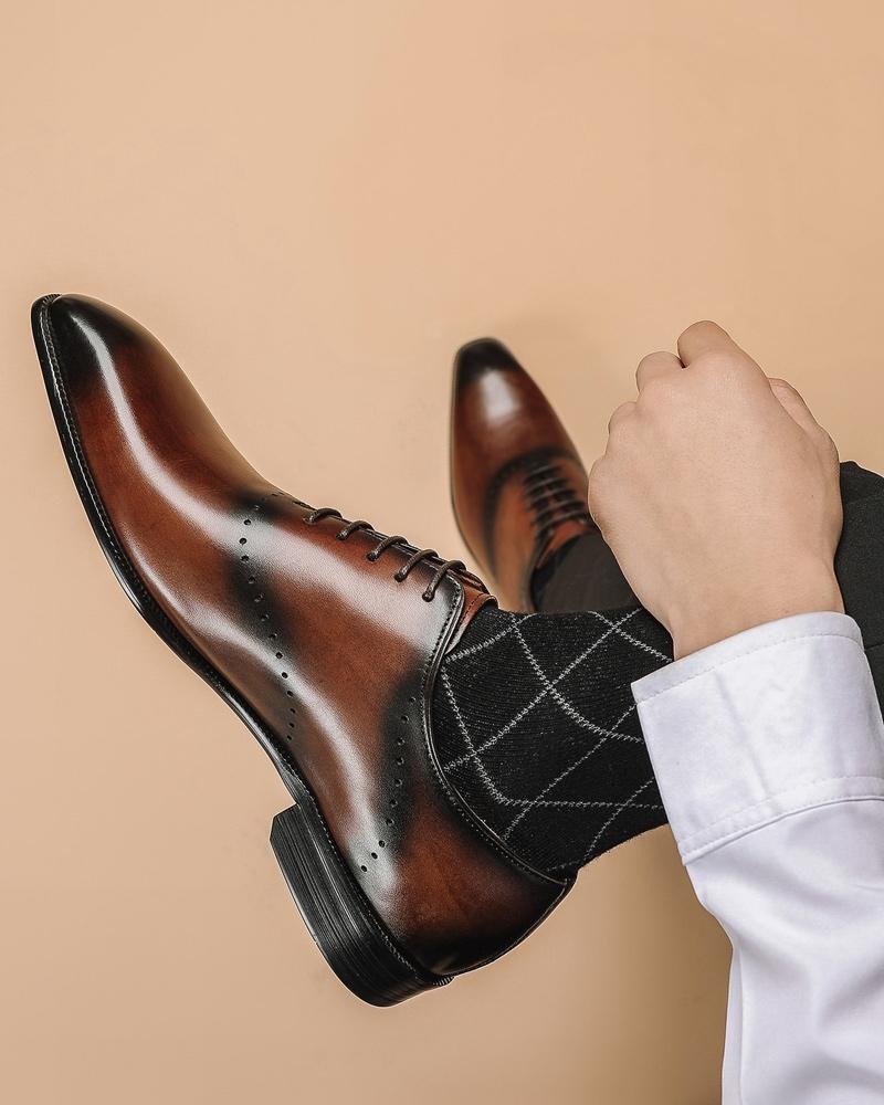 mens-Leather Oxford Shoes - Roger - Alexandre León | coffee-brown