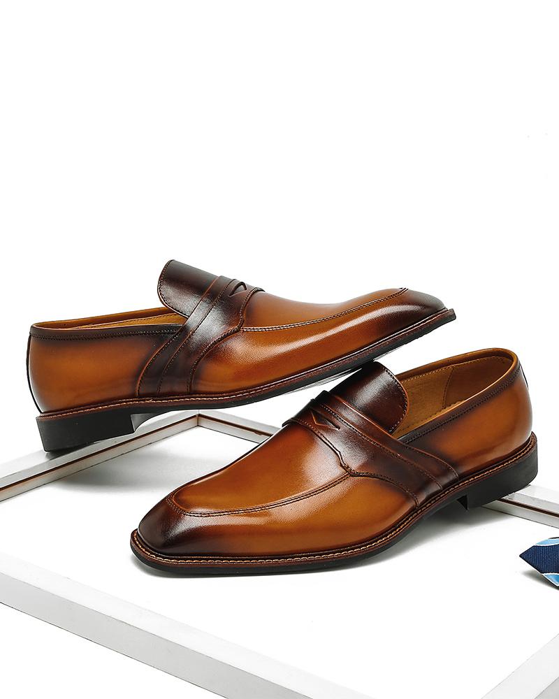 mens-Leather Penny Loafer Shoes - Paul - Alexandre León | brown