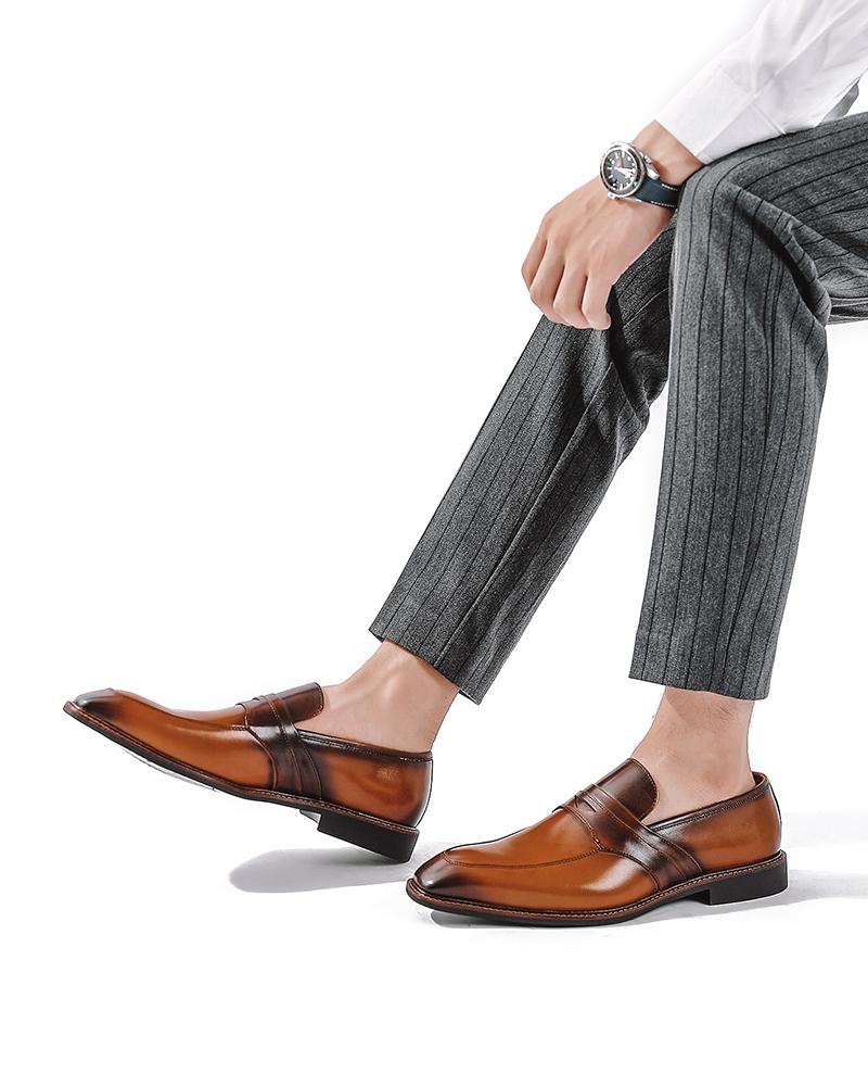 mens-Leather Penny Loafer Shoes - Paul - Alexandre León | brown